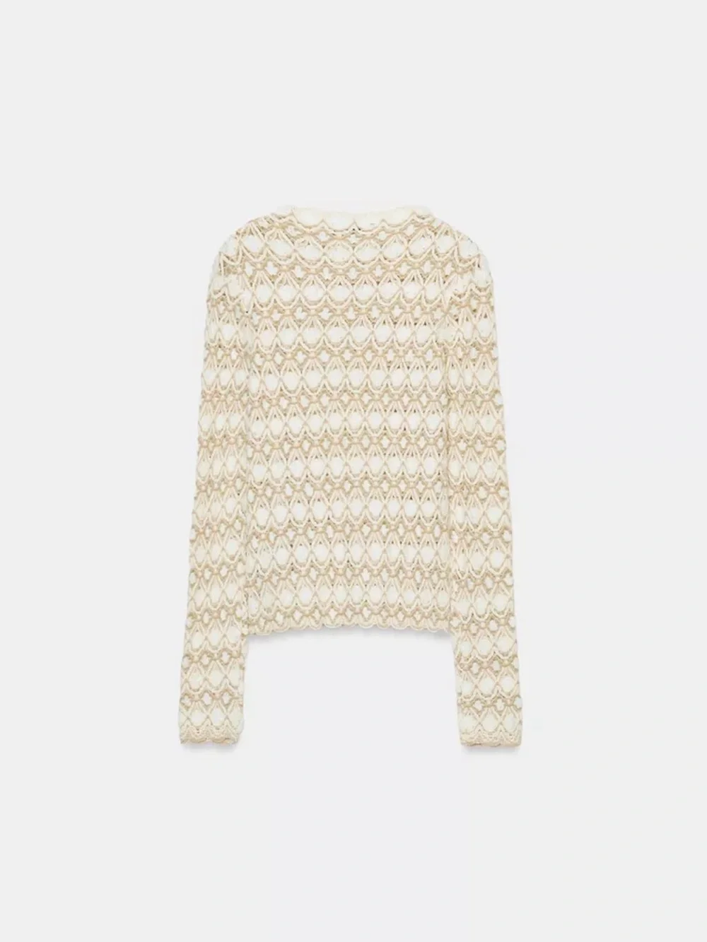 Zara Cream Crocheted Long-Sleeve Sweater